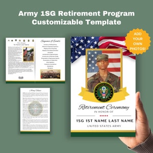 Army First Sergeant Retirement Ceremony Program Template Bi-Fold 8.5x11 in Military Retirement Army Retirement Party National Guard 1SG