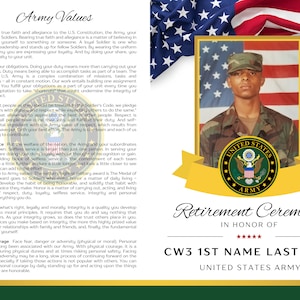 Army Retirement Ceremony Program Canva Template Army Values Bi-Fold 8.5x11 in Military Retirement Army Retirement Party National Guard image 5