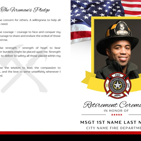 Firefighter Retirement Program Template Etsy Firefighter Retirement Program Template Etsy