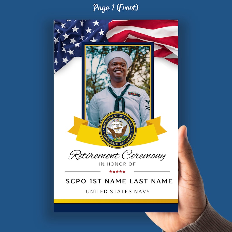 Navy Senior Chief Retirement Ceremony Bifold Program 8.5x11 Canva