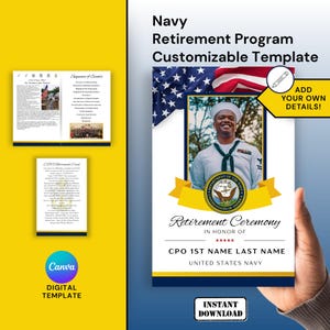 Chief Petty Offizier Navy Ruhestand Bi-Fold-Programm CPO-Ruhestand Programm Party-Zeremonie-Programm Militärische Ruhestands-Zeremonie