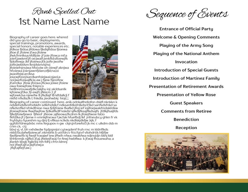 Army Retirement Ceremony Program Canva Template Army Values Bi-Fold 8.5x11 in Military Retirement Army Retirement Party National Guard image 6