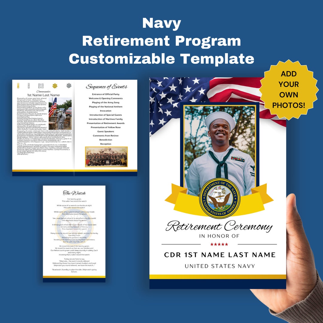 CDR Navy Retirement Ceremony Program Digital Template Military ...