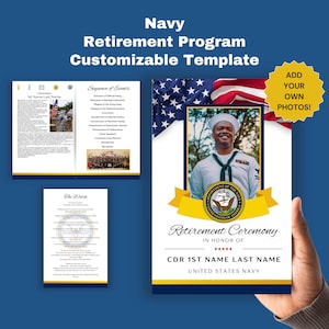 CDR Navy Retirement Ceremony Program Digital Template Military Retirement Party Navy Commander Navy Officer Army Marines Air Force
