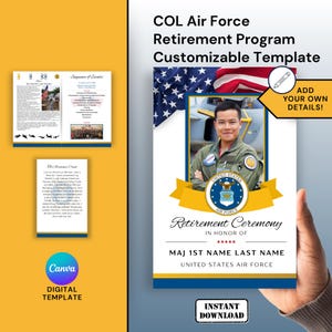 Major Air Force Retirement Ceremony Program Digital Template Maj Retirement Party Military Retirement O4