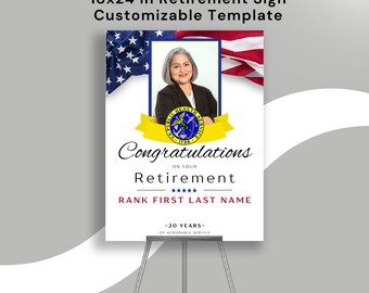 US Public Health Services Retirement Ceremony Party Sign Template with Photo 18x24 inch