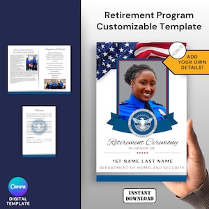 TSA Retirement Ceremony Program Template, Transportation Security Administration, Homeland Security, Party Celebration Booklet, Handout