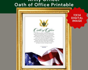 Army Officer Oath of Office 11x14 American Flag Digital Image Print