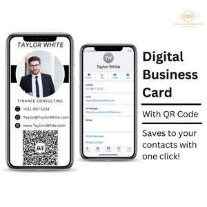 Digital Business Card with QR Code - Business Card | Send as a text | Paper Free | The Smart Business Card Text or Scan