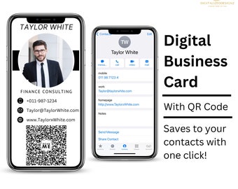 Digital Business Card with QR Code - Business Card | Send as a text | Paper Free | The Smart Business Card Text or Scan