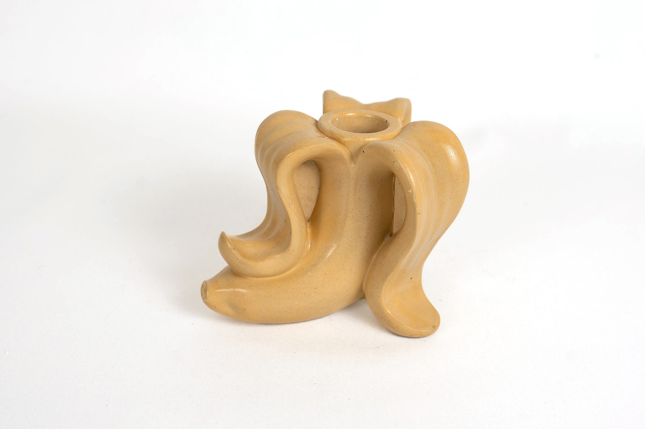 Banana Shaped Taper Candle Holder, Handmade Concrete Candlestick Holder