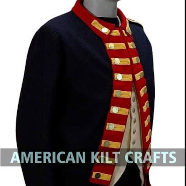 New 1787-1792 Tailcoat - Men's Blue wool Tailcoat - Evolution Fashion 18th century Tailcoat - British war jacket - Military civil war jacket