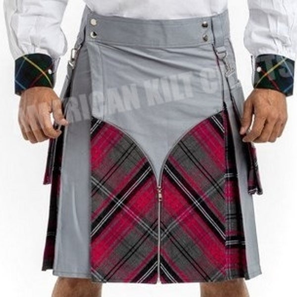 Scottish Utility kilts - Customize Scottish hybrid utility kilts - Breathable Cotton kilts - White kilts for men - Hybrid Tartan kilts