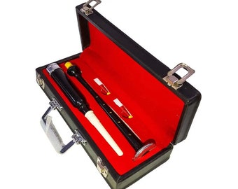 Professional Black Great Scottish Bagpipe Practice Chanter | Beginners Practice Chanter with 2 Reeds Hard Case | Highland Musical Instrument