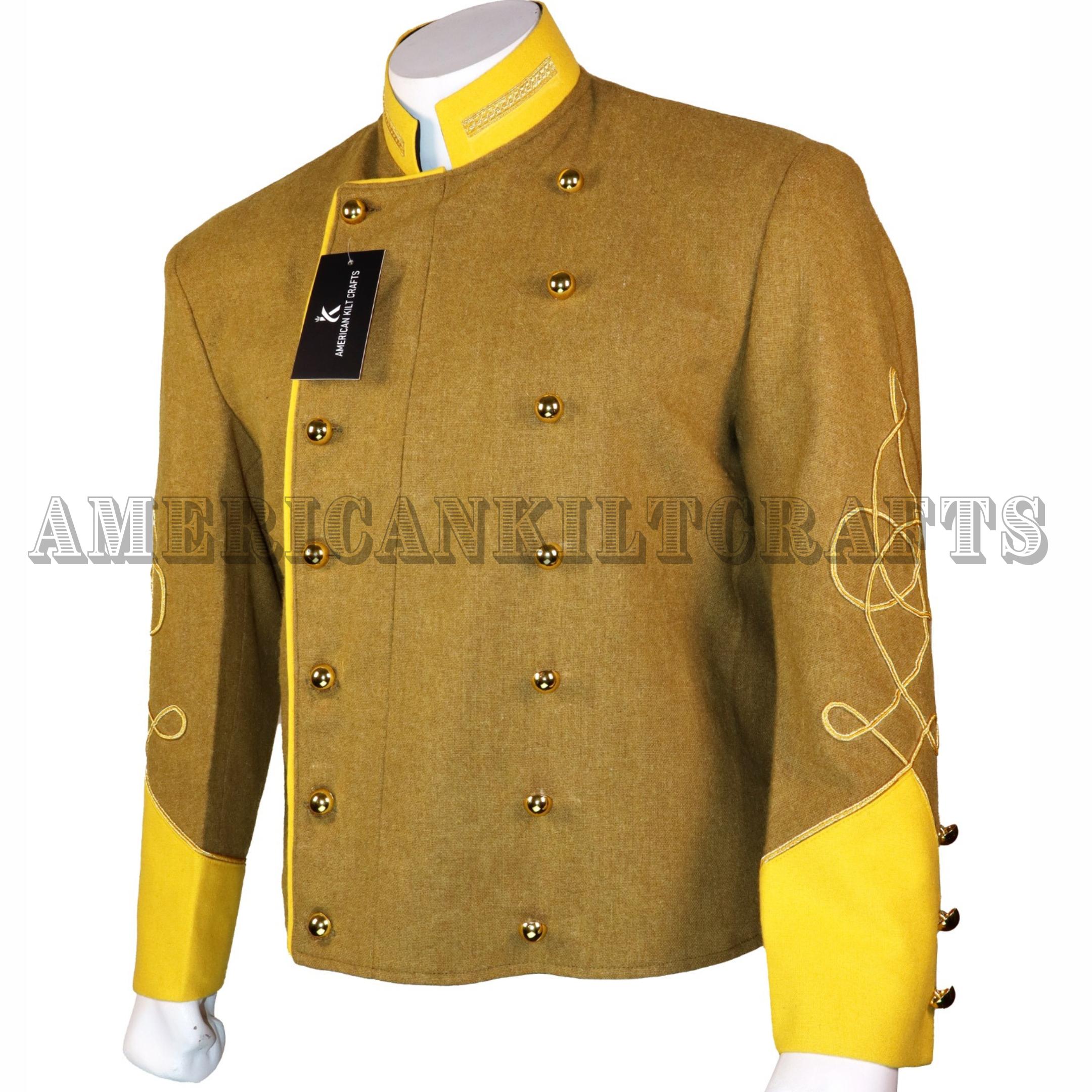 Confederate Officer Wool Shell Jacket – Civil War Reenactment Coat With ...