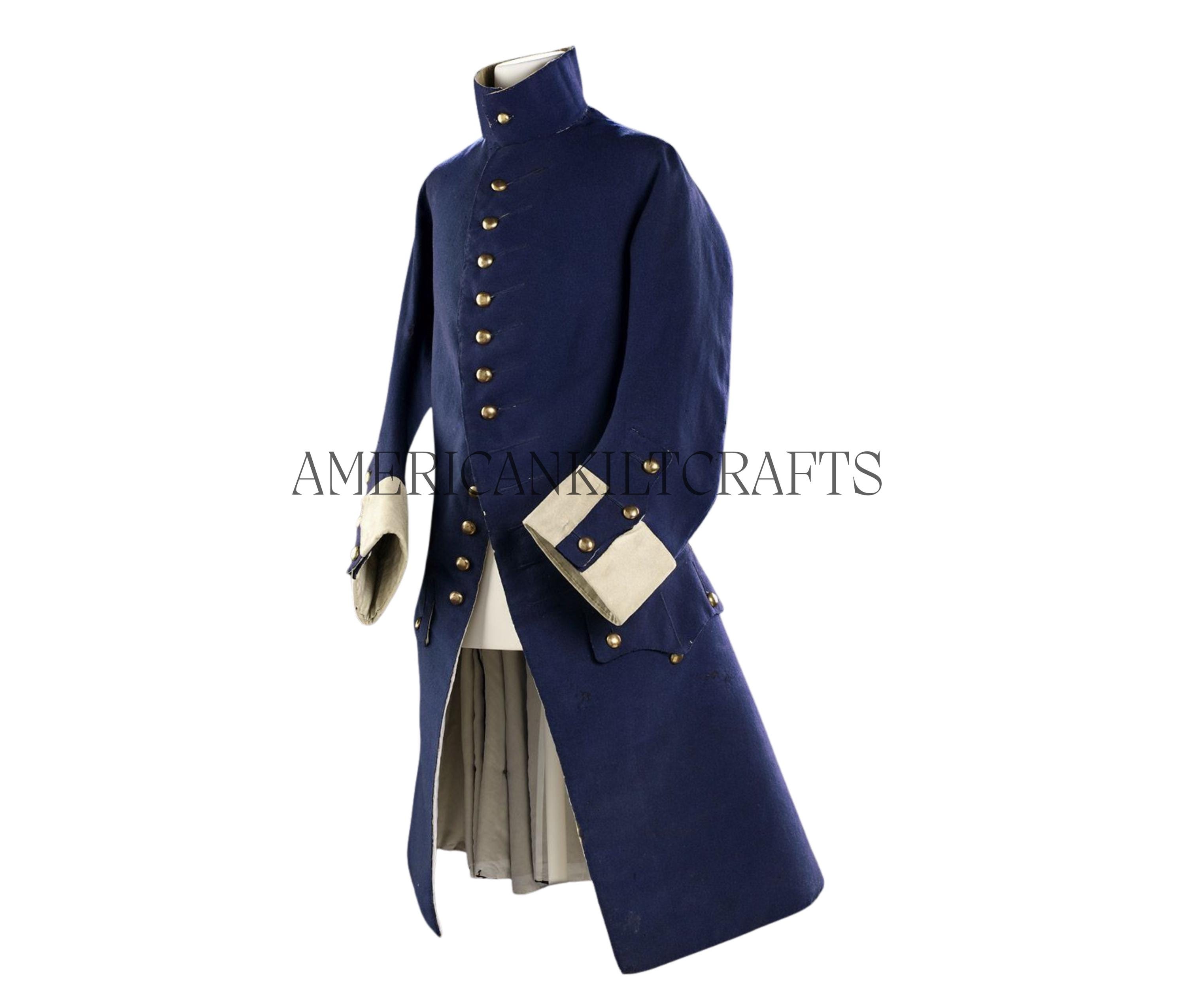 Men’s 18th Century Blue Military Frock Coat | Handmade Colonial Officer ...