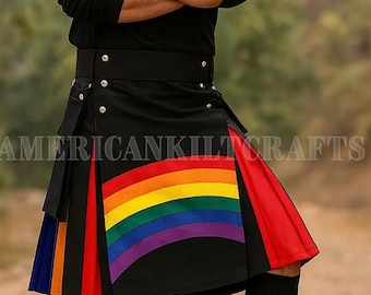 Rainbow Pride Kilt | Hybrid Utility, Scottish Fashion, LGBTQ