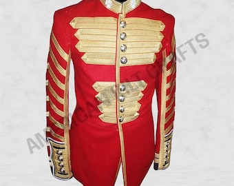 Irish Guards Drum Major Tunic – Red Wool Military Jacket with Gold Braid