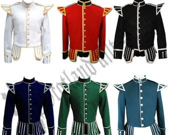 Mens Handmade Scottish Military Piper Drummer Doublets Tunic Jackets - Marching band Bagpiper Parade Jacket - Highland wedding kilts Jackets