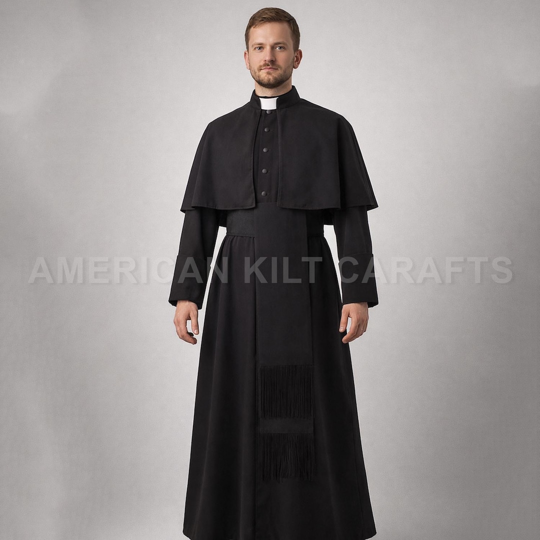 Traditional Black Clergy Cassock Roman Style – Priest Cassock With ...