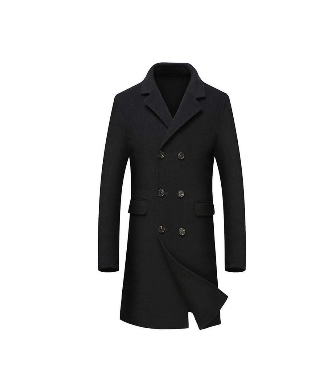 Mens Black Long Overcoat Long Trench Pea Coat Mens Etsy