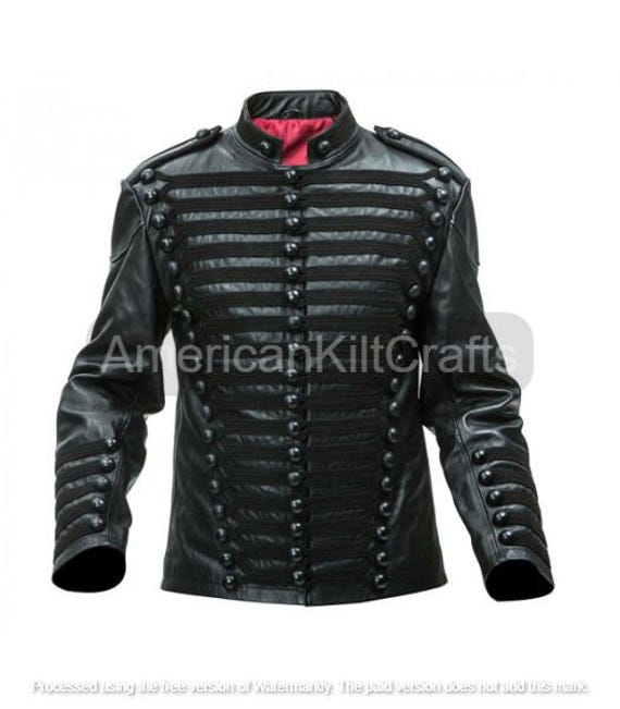 Men's Black Leather Hussar Military Jacket – Gothic Steampunk
