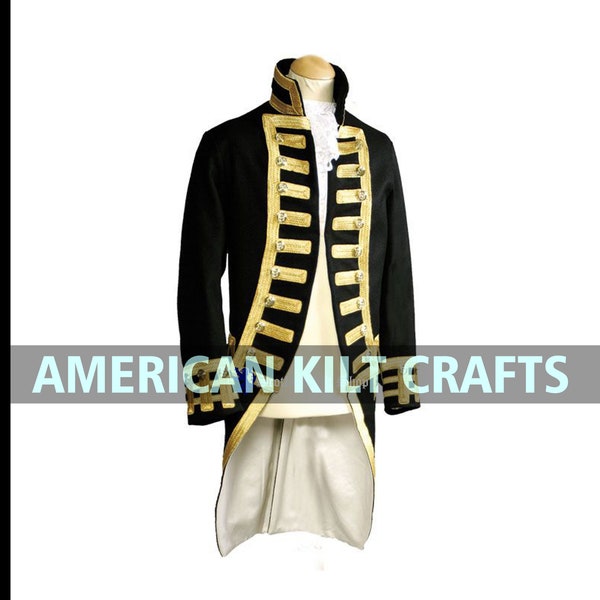 1795-1812 Redingote longue tenue amiral | Flou napoléonien | Redingote Capitaine | Veste de guerre civile britannique | Tailcoat gothique steampunk