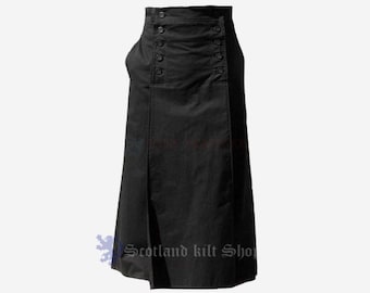 Handmade Black Long Utility Kilt - Scottish Long Fashion Kilts - Utility Kilts For Men - Kilt for Mens - Traditional Kilts - Great kilt -