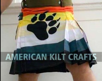 Handmade Modern Bear Men Kilt Scottish kilts for Men - Hybrid Utility kilt - Fashion kilt - Cargo Pocket Paw kilt - Hunting Kilt - Work Kilt