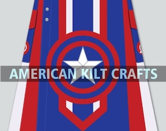 Captain Of America Kilt - USA Flag Kilt For Mens - Patriotic Kilt - One Star Fashion Kilt - Scottish Kilt - Highland Kilt - Men Wedding Kilt