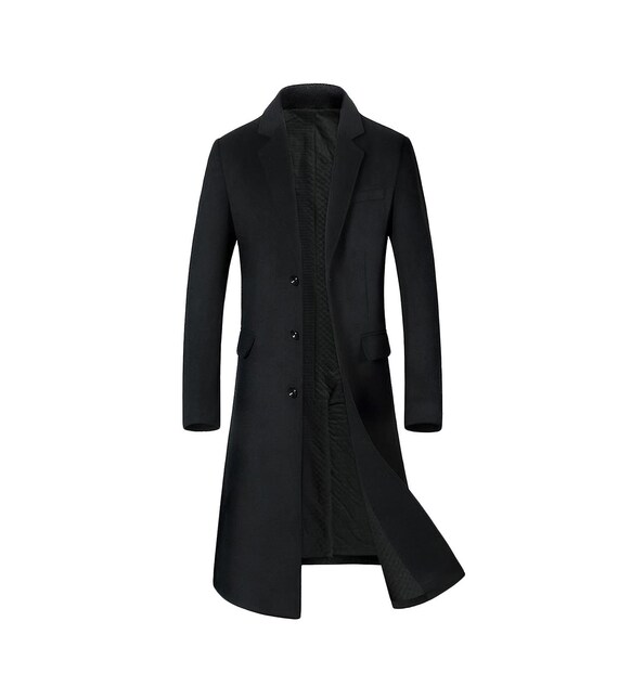 Mens Black Long Overcoat Vintage Long Trench Coat for Men Etsy