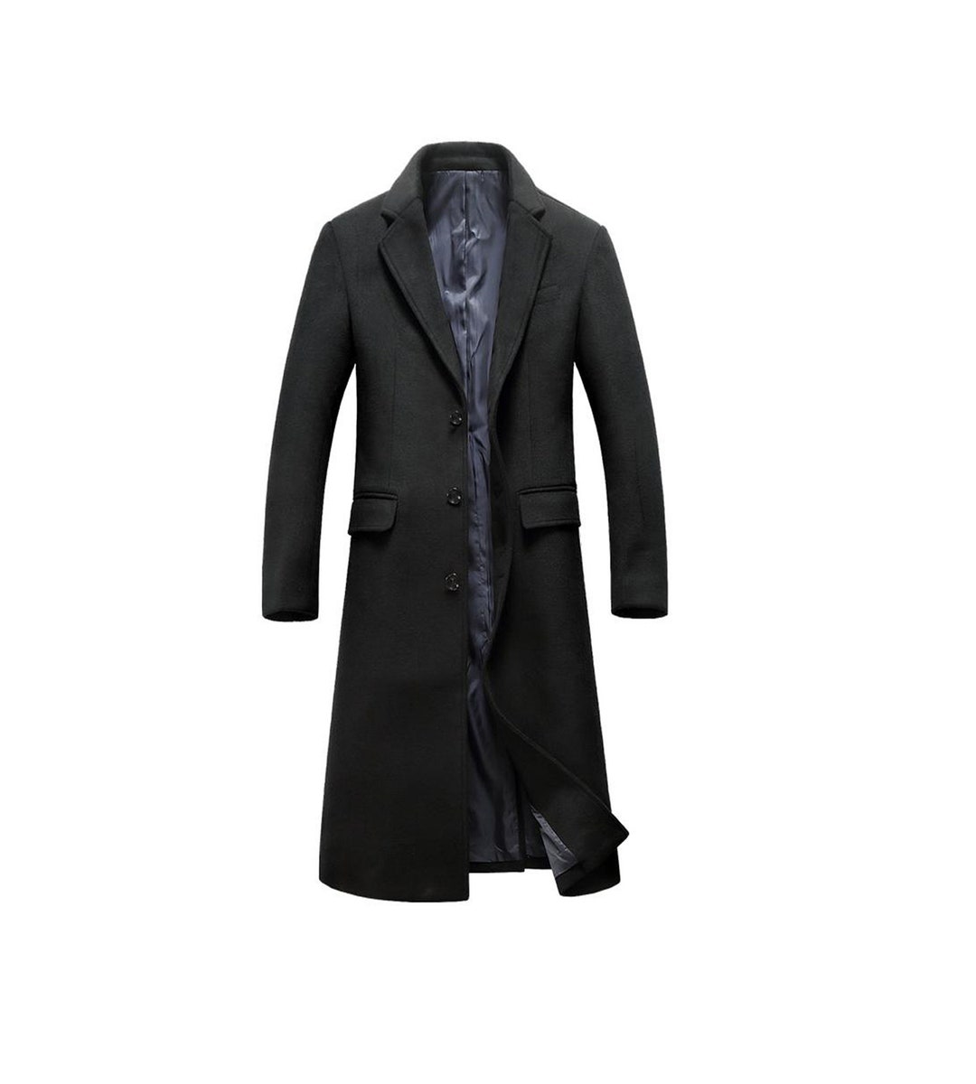 Mens Black Long Overcoat Vintage Long Trench Coat for Men Mens Business ...