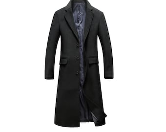 Vintage 1980s Wool Overcoat Long Heavy Winter Coat, Eastern Bloc