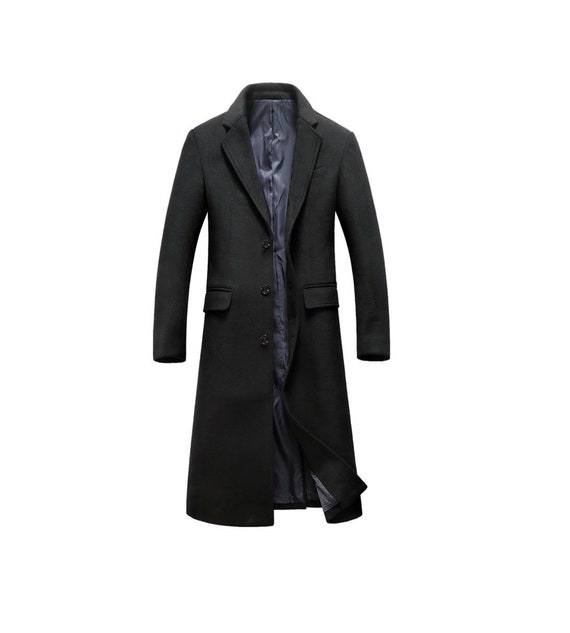 Mens Black Long Overcoat Vintage Long Trench Coat for Men - Etsy