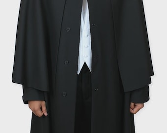 Inverness Dress Coat – Black Wool Blend Victorian Cloak with Removable Cape | Ulster Overcoat Style