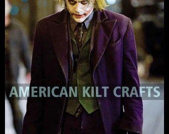 Men&#39;s Joker Costume Pent Coat with vest | Heath Ledger Long Purple Trench Coat | Dark Knight Gothic Joker Coat | Mens Halloween Cosplay Coat