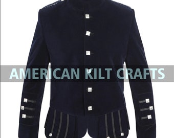 Scottish Black Kenmore Doublet Kilt Jacket For Mens | Military Piper Drummer Doublet Jacket | Highland Wedding Kilts Jackets | Doublet Mens