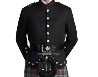 Scottish Black Kenmore Doublet Kilt Jacket For Mens | Military Piper Drummer Doublet Jacket | Highland Wedding Kilts Jackets | Doublet Mens