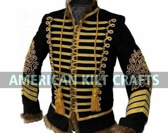 Napoleonic Hussar Jacket - Jimmi Hendrix Pipe Band jackets - 18th Century Vintage Military Uniform Tunic Pelisse - Men's fashion jackets
