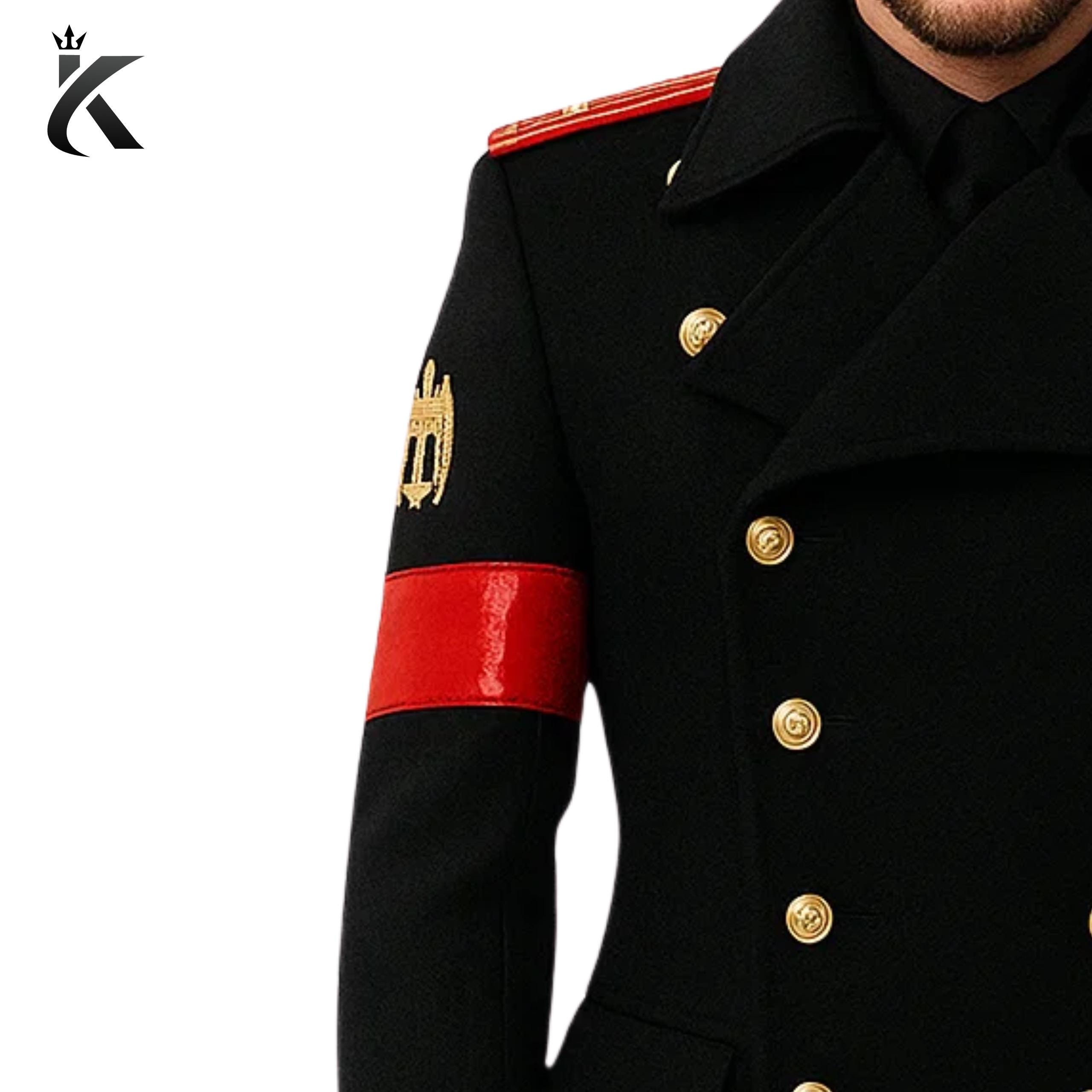 Vintage Michael Jackson Military Wool Trench Coat – Gold Details