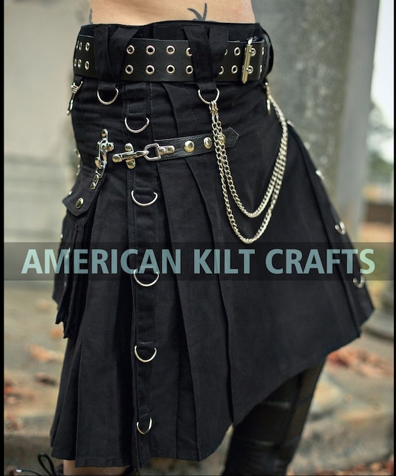 Men s Scottish Gothic Steampunk Long Utility Fashion Kilt Modern
