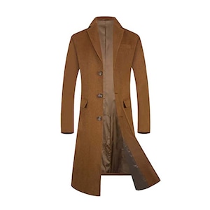 1920s Dark Brown Herringbone Tweed Vintage Long Coat, Peaky