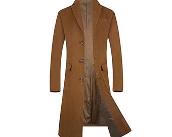 Abrigo largo de hombre - Abrigo de invierno - Abrigo largo de lana - Abrigo para hombre - Abrigo marrón vintage - Abrigo de invierno cálido para hombre - Abrigo de lana vintage de los años 40