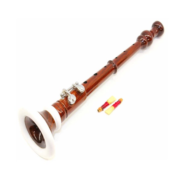 Handmade Scottish Brown Rosewood Bombard Chanter | Highland Bagpipe Practice Chanter | Beginners Practice Chanter with 2 Reeds & Hard Case