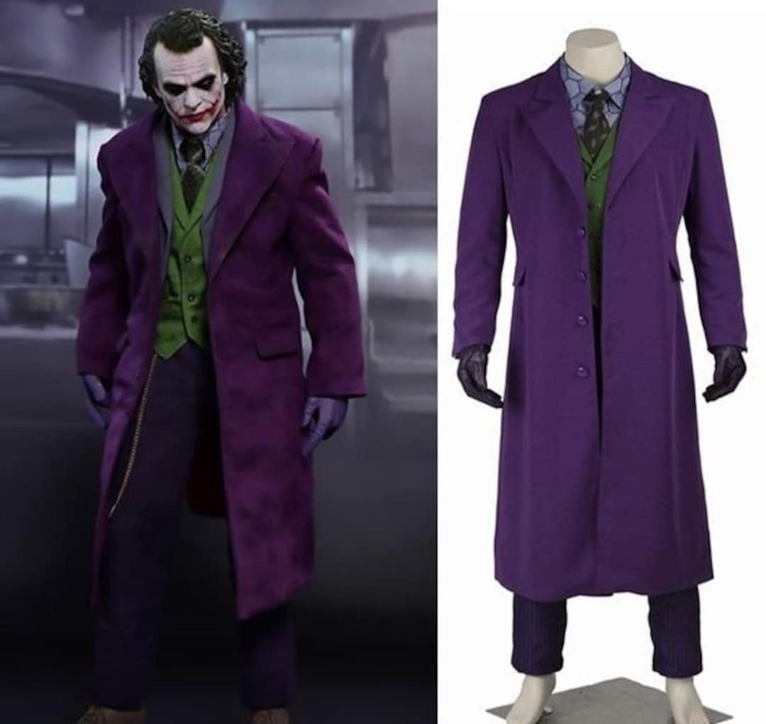 Handmade Joker Gothic Cosplay Long Coat Men's Wool Joker Overcoat Heath ...