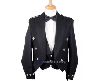 Men's Black Regulation Doublet Kilt Jacket With Vest | Scottish Doublet Kilt Jacket | Highland Wedding Jacket | Doublet Mens | Kilt Jackets