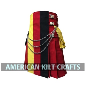 Custom Made Deutsche Flagge Kilt - Hybrid Kilt aus Baumwolle - Schottischer Kilt für Männer - Country Flagge Kilts - Highland Kilts - Patriotischer Kilt