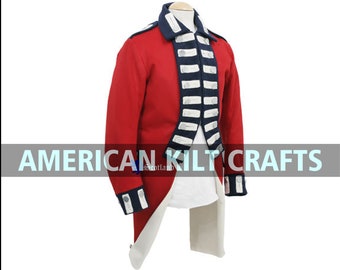 1789 Royal British Army Tailcoat | Men's Red Patriot Screen-Worn British Soldier's Uniform | lancer officer jacket | admiral tail coat