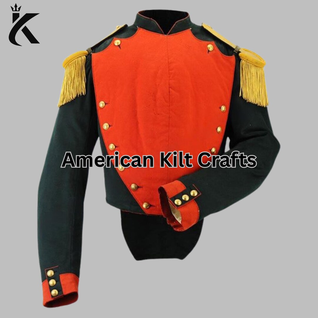 Captain Krka Dragon Military Style Black and Orange Wool Jacket