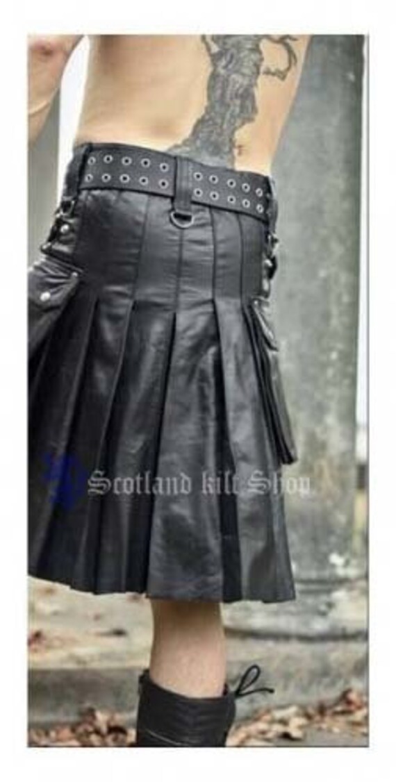 Herren Kilt Mit Taschen - Gothic Cargo Rock Verstellbar Für Freizeit